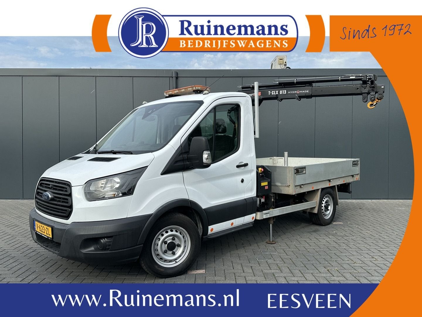 Ford Transit 350 2.0 TDCI 130 PK AWD / 4x4 / HIAB T-CLX 013, Wit, 228 g/km, Electronic Stability Program (ESP), Ford