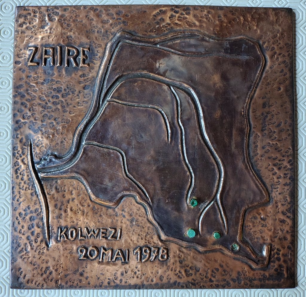 Plaque commémorative en cuivre Kolwezi, Enlèvement ou Envoi, Autres, Objet d'art