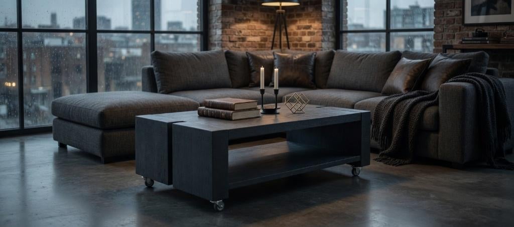 Table basse robuste en anthracite, Maison & Meubles, Moins de 50 cm, Enlèvement ou Envoi, 50 à 100 cm, Comme neuf