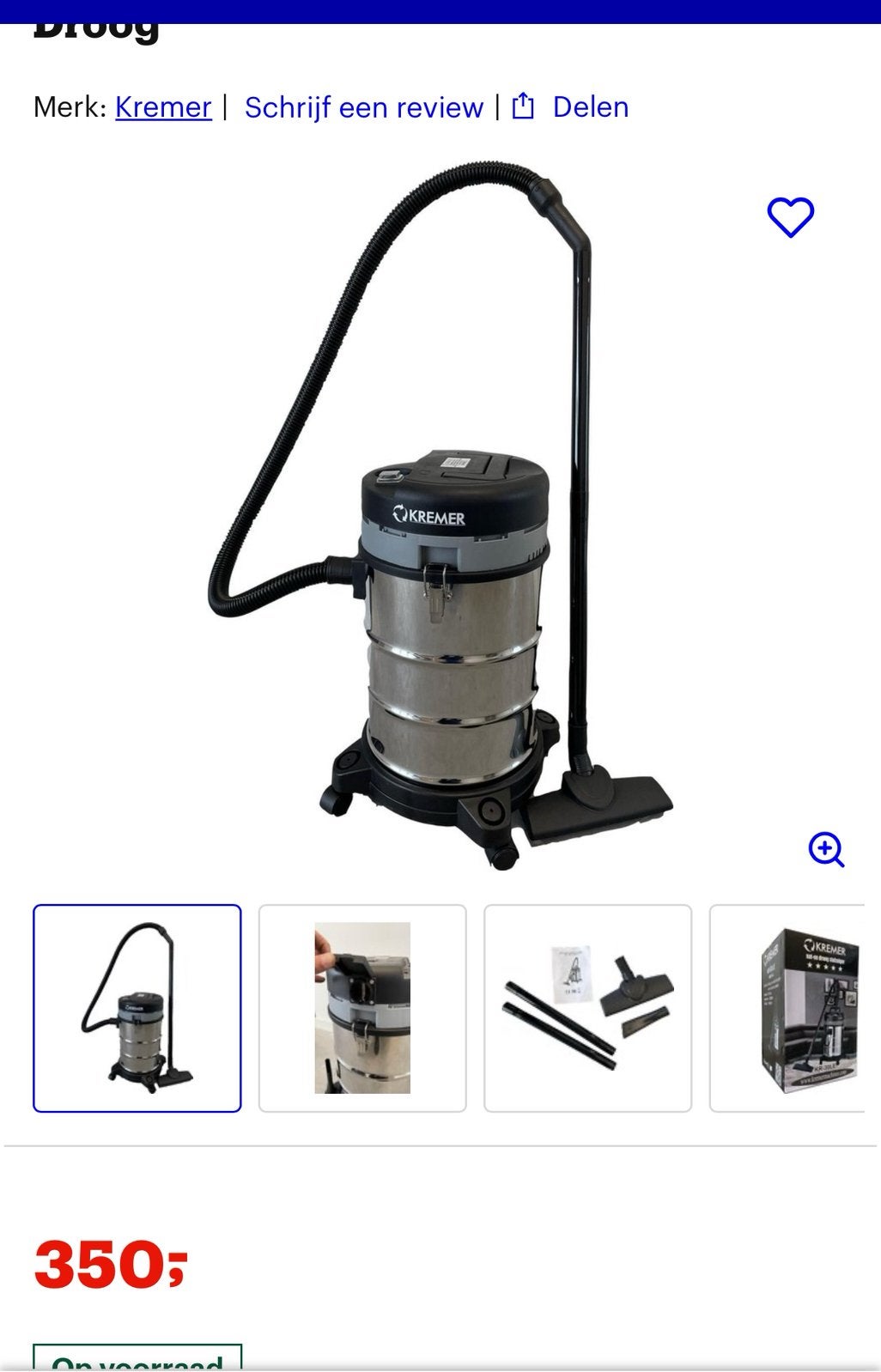 Kremer kr30le aspirateur humide + droog, Ophalen, Zo goed als nieuw