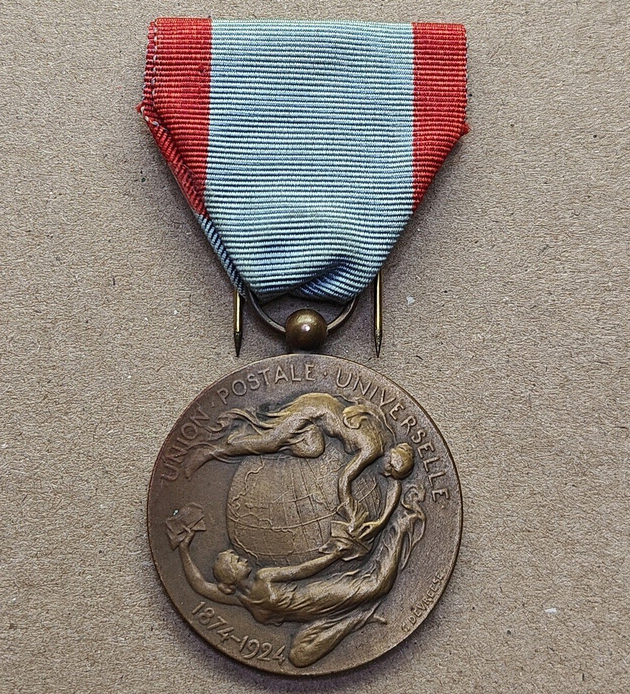 Médaille commémorative belge des 75 ans du service postal -1, Enlèvement ou Envoi, Bronze
