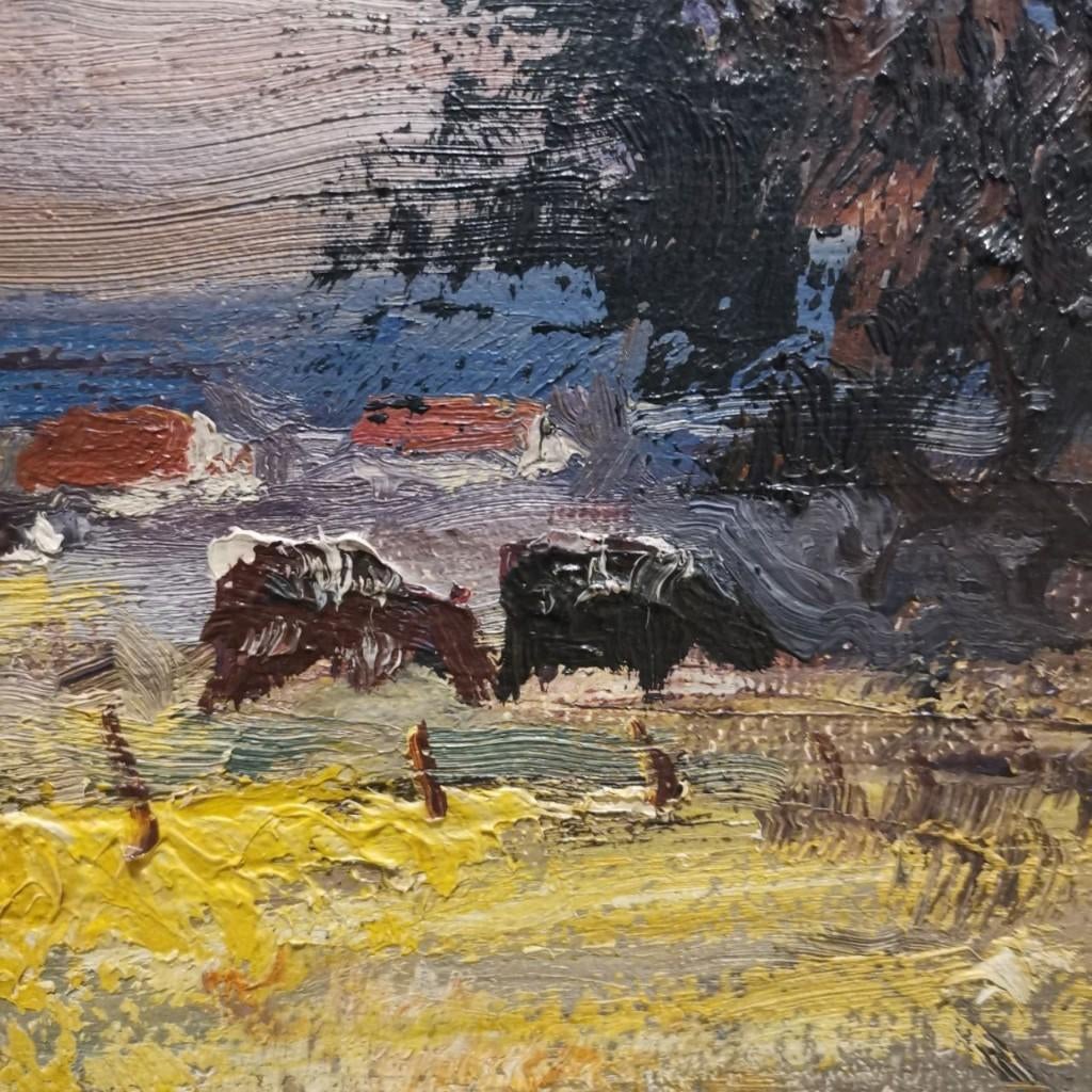 Landschap te Lovendegem (1982) - Albert Steel, Antiek en Kunst, Ophalen