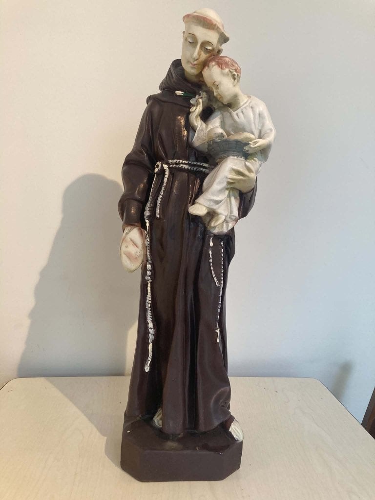 Groot beeld heilige Antonius van Padua kunststof (65 cm), Verzamelen, Ophalen, Gebruikt, Beeld(je), Christendom | Katholiek