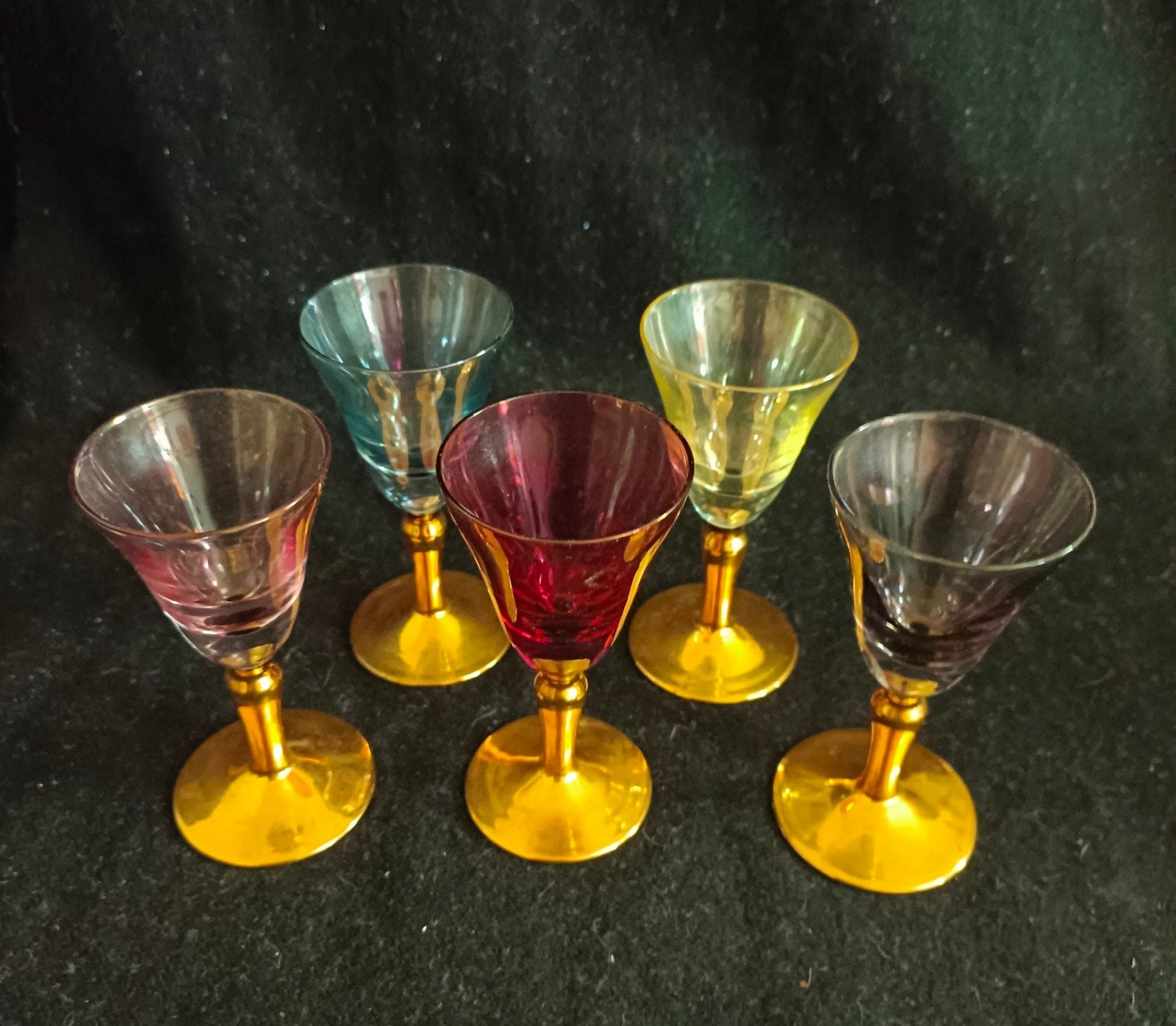 5 Gekleurde vintage likeurglaasjes., Ophalen of Verzenden