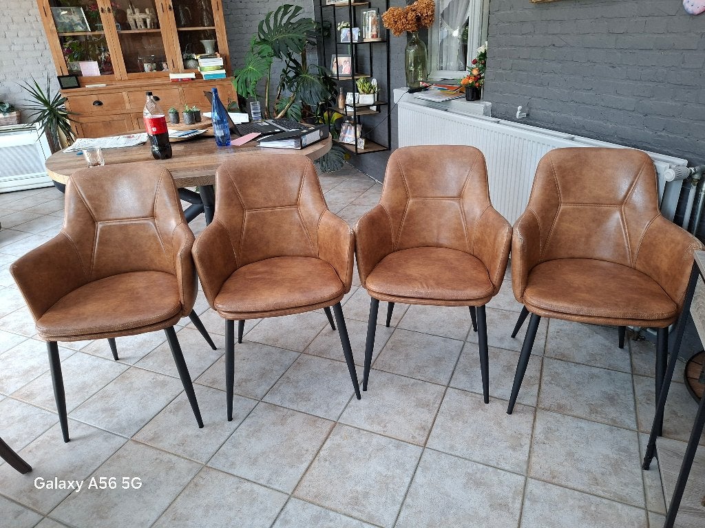 4 stoelen te koop, Ophalen, Overige materialen, Gebruikt, Bruin