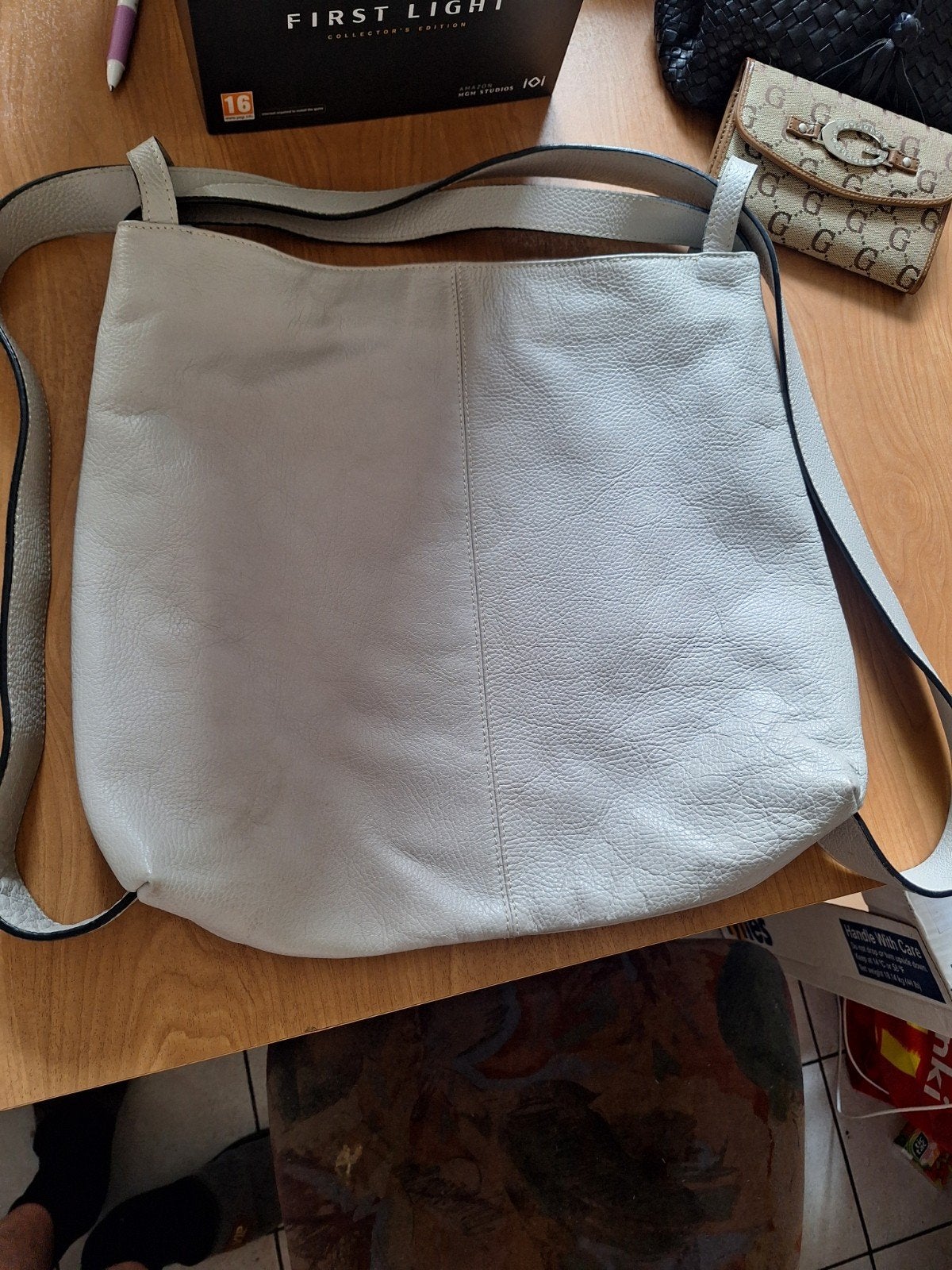 Grote lederen tas, Handtassen en Accessoires, Tassen | Damestassen, Ophalen of Verzenden, Zo goed als nieuw, Grijs, Overige typen