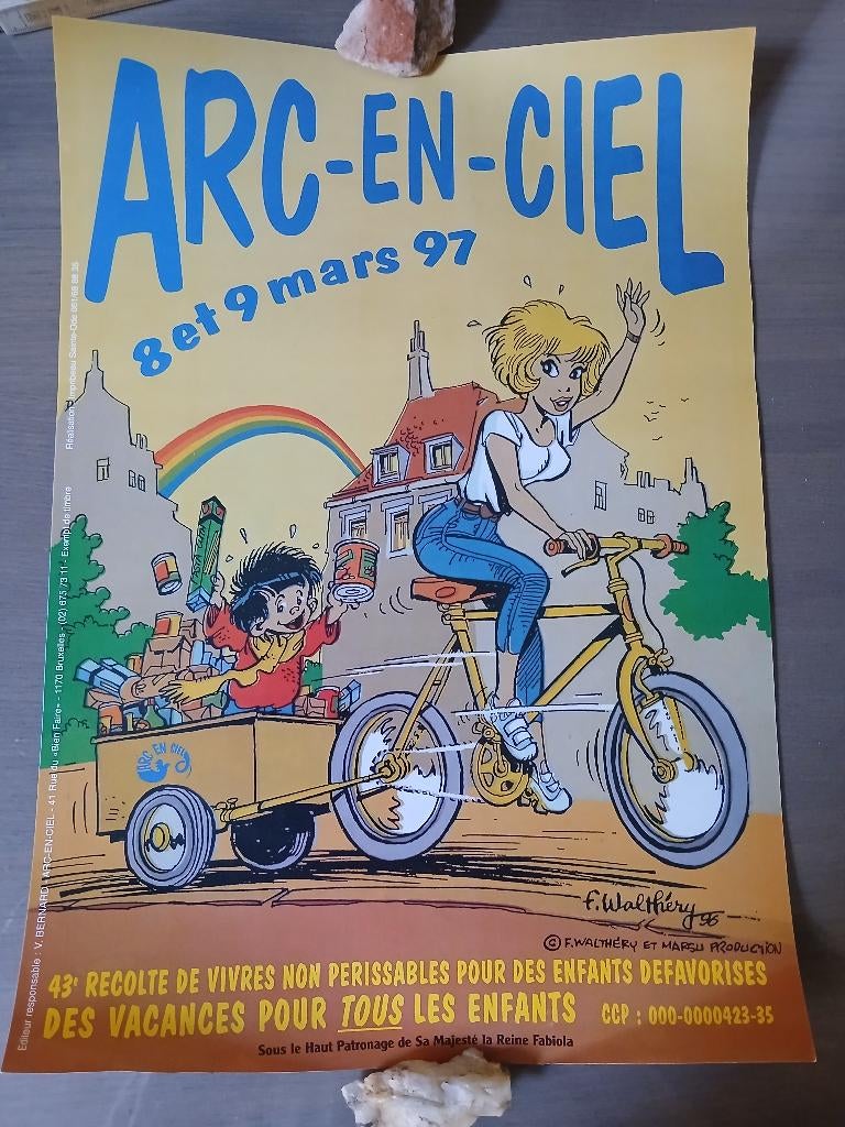 Affiche Walthéry Natacha opération "arc-en-ciel", Collections, Personnages de BD, Comme neuf, Image, Affiche ou Autocollant, Autres personnages
