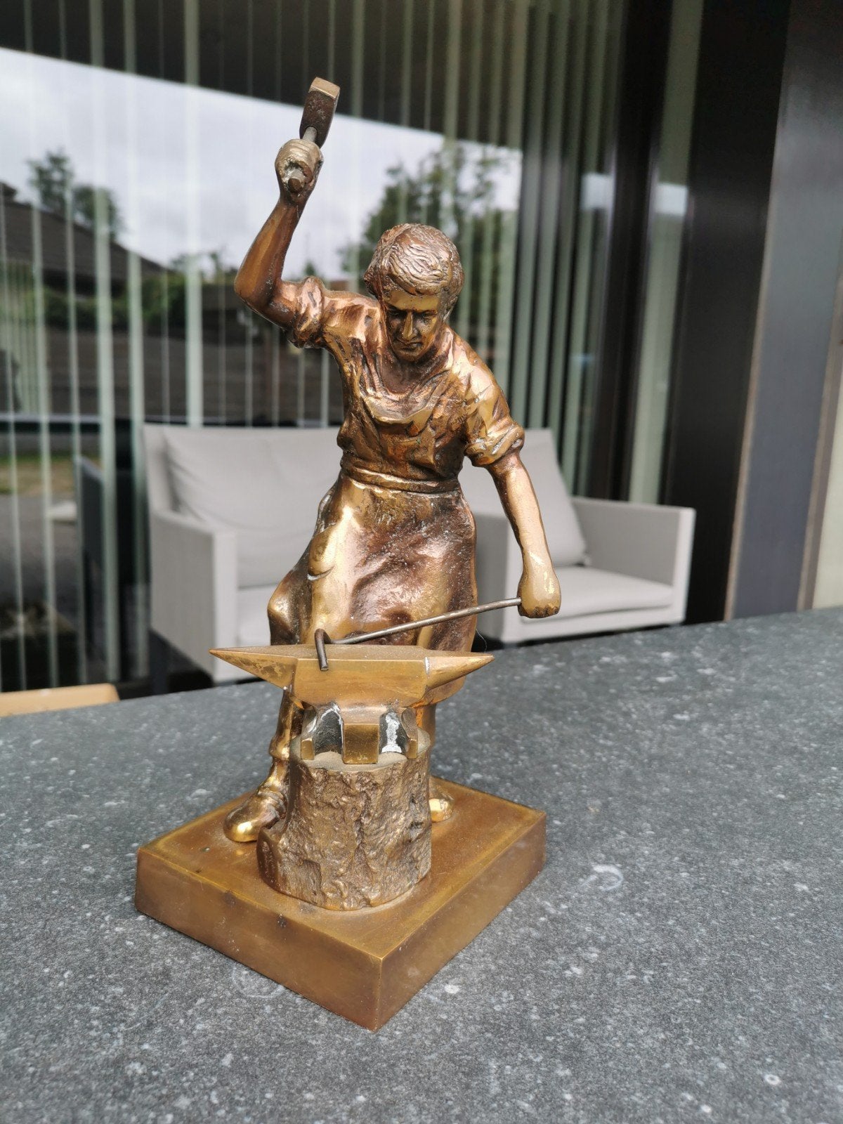 Bronzen aambeeld bewerker 1975 zie foto's, Antiek en Kunst, Ophalen of Verzenden