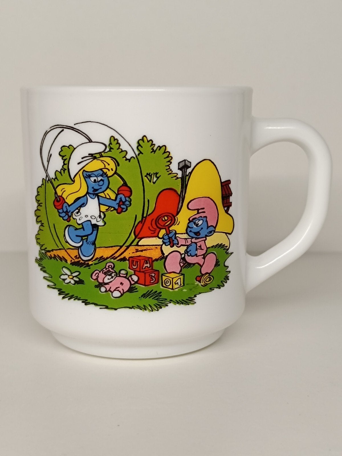 Smurfen Peyo Arcopal Benedictin 1984 vintage mok, Verzamelen, Smurfen, Ophalen of Verzenden