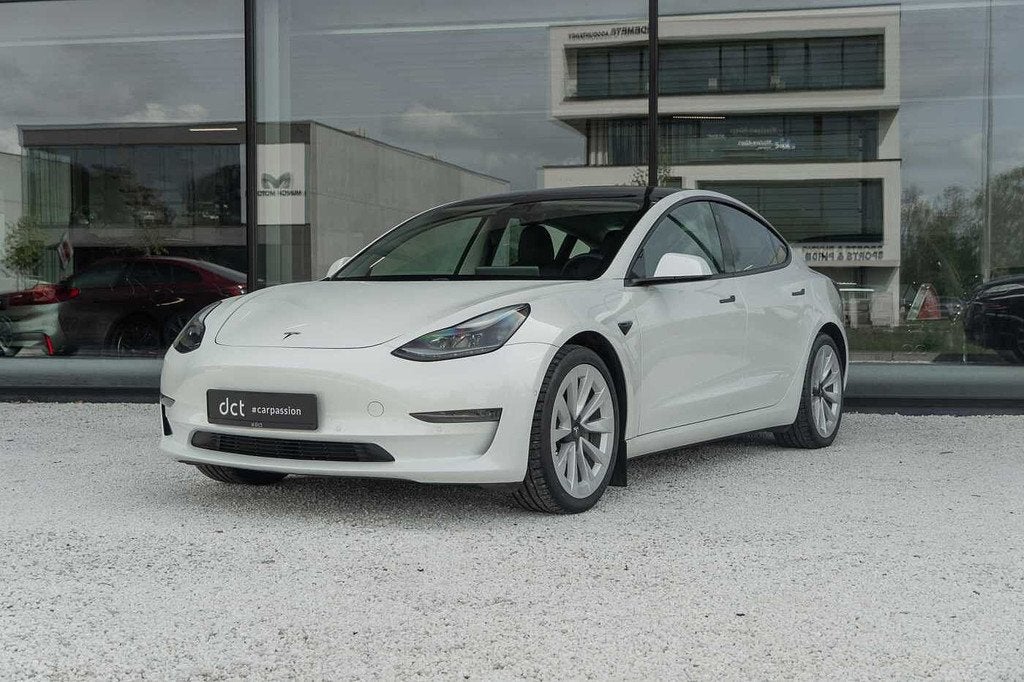 Tesla Model 3 AWD Long Range Dual Motor FSD 3 (bj 2020), Auto's, Automaat, Gebruikt, Wit, Leder