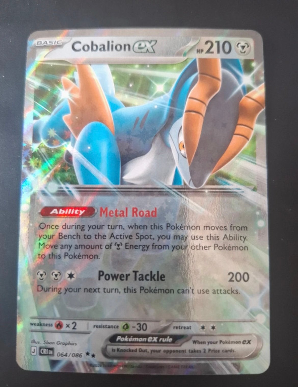Carte Pokémon - Cobalion ex CRI 64 Anglais, Enlèvement ou Envoi, Comme neuf