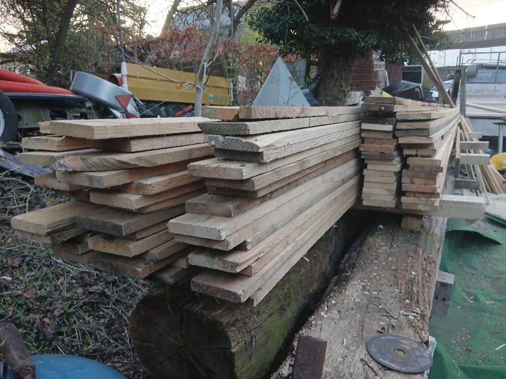 Voliges, planches épicéa avec clous coupés l=10cm x ép. 2cm, Bricolage & Construction, Bois & Planches, Utilisé, Planche, Épicéa
