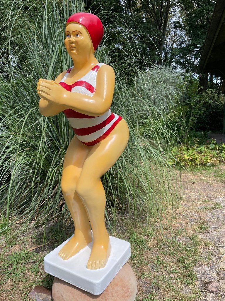Duikende dame, zwemster jacuzzi tuin, zwembad, vijver 115cm, Ophalen, Nieuw, Kunststof, Mensenbeeld