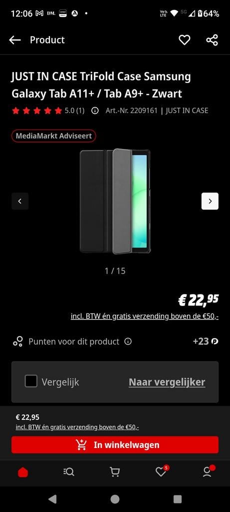 Just in case zwarte tablet cover Samsung Galaxy Tab A11+/A9+, Ophalen, Nieuw, Bescherming voor- en achterkant, Just in case