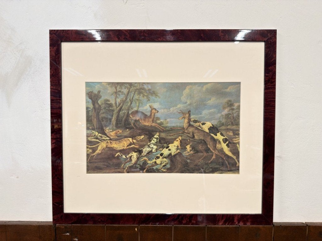 Antieke Engelse prent in notenhouten lijst, Antiek en Kunst, Antiek | Kantoor en Zakelijk, Ophalen