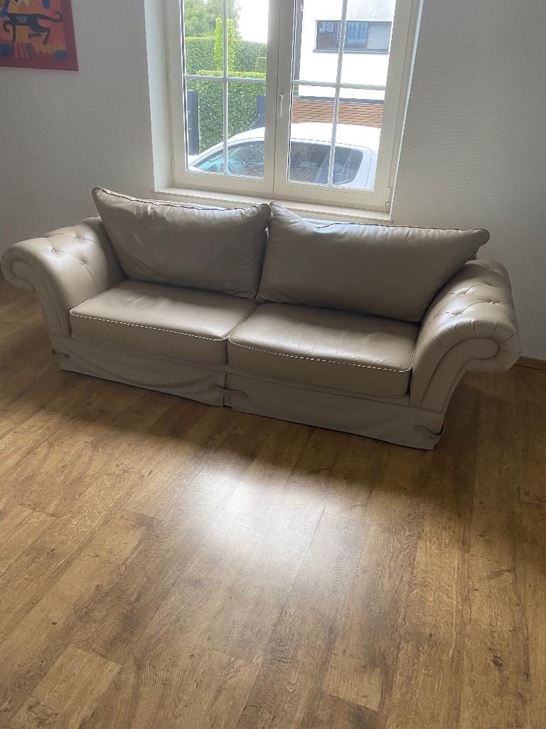 Bankstel, Huis en Inrichting, Ophalen, Gebruikt, Driepersoons, Leer