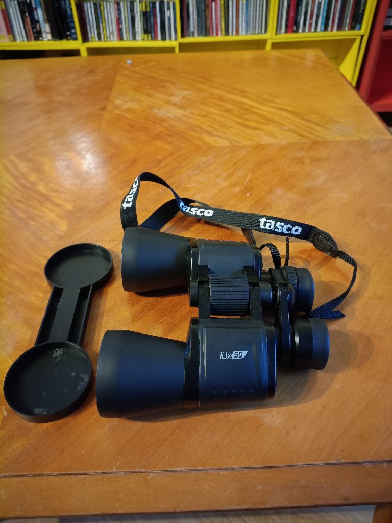 Jumelles TASCO 10x50 avec sac et protections, Ophalen, Dakkant (recht), Zo goed als nieuw, 8 tot 12x