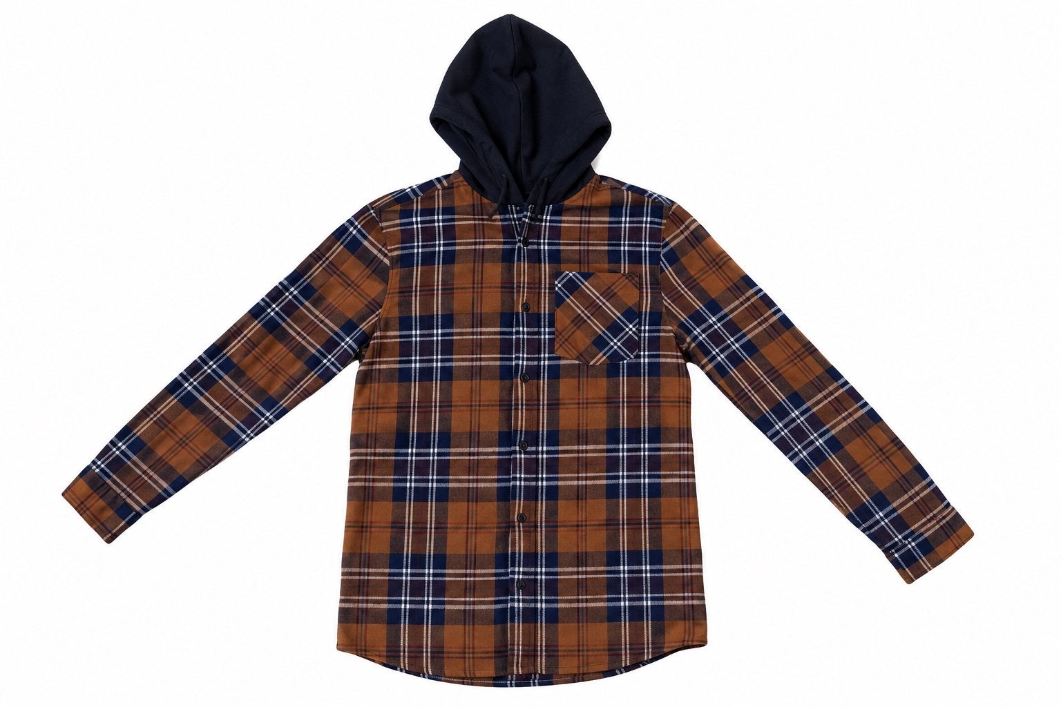 Marineblauwe bruine geruite hoodie in streetwear-stijl, Verzenden, Nieuw, Jongen, Shirt of Longsleeve
