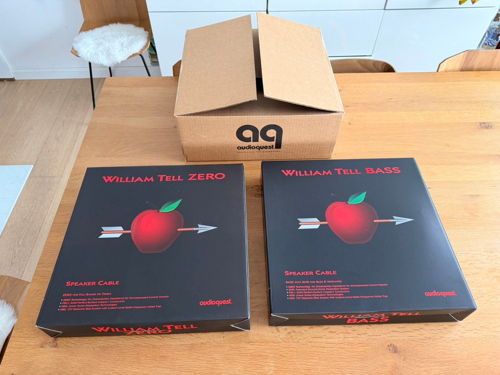 Audioquest Willem Tell Zero & Bass luidsprekerkabels, TV, Hi-fi & Vidéo, Câbles audio & Câbles de télévision, Enlèvement ou Envoi