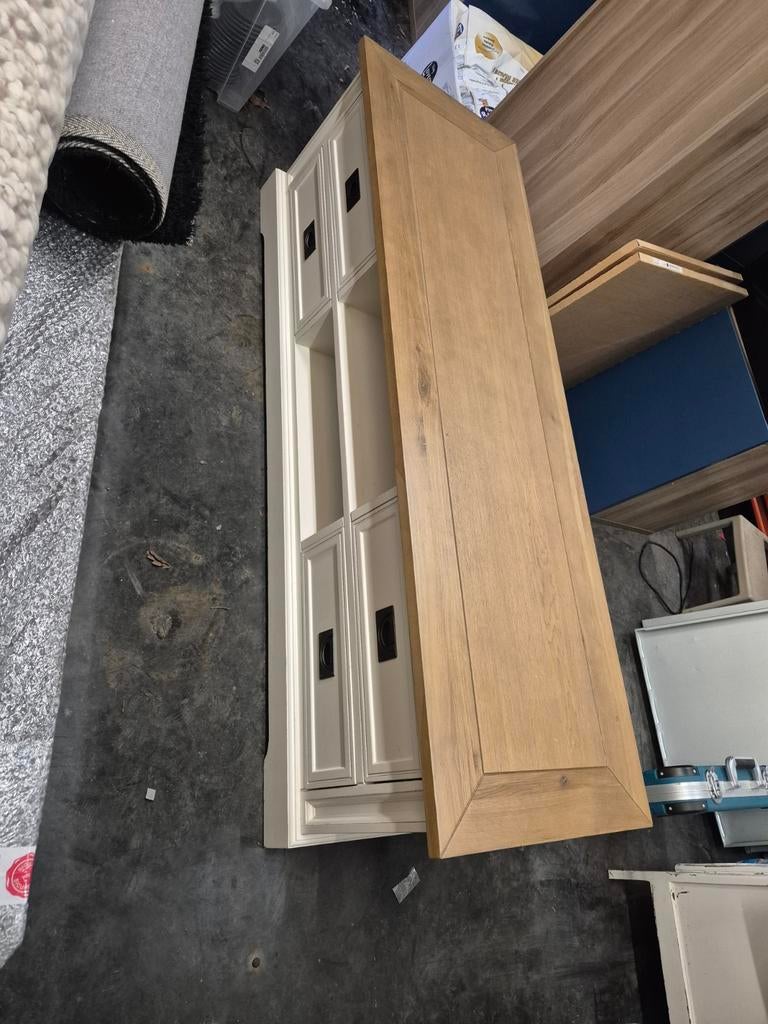 TV-meubel / dressoir - eiken & wit, landelijke stijl, Huis en Inrichting, Kasten |Televisiemeubels, Ophalen, Gebruikt, Eikenhout