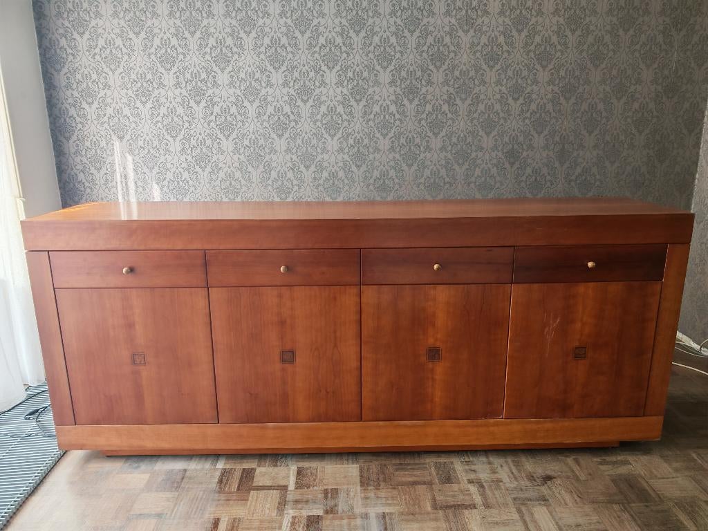 Dressoir: kersenhout fineer-215 x  89 x 45, Huis en Inrichting, Kasten | Dressoirs, Ophalen, Gebruikt, Met deur(en), 200 cm of meer