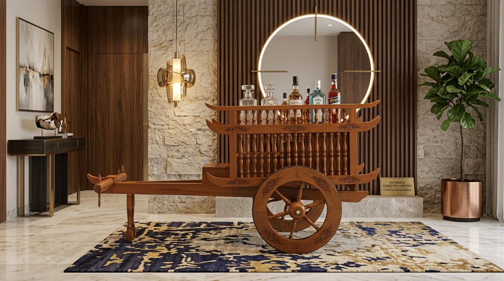 Unieke Thaise Ossekar – Lanna stijl – Massieve Teak, Huis en Inrichting, Ophalen, Teakhout, 50 tot 100 cm, Zo goed als nieuw