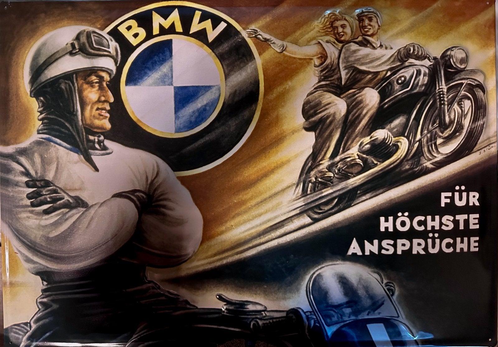 BMW Motorrad Emaille / Metalen Bord "Für Höchste Ansprüche", Enlèvement