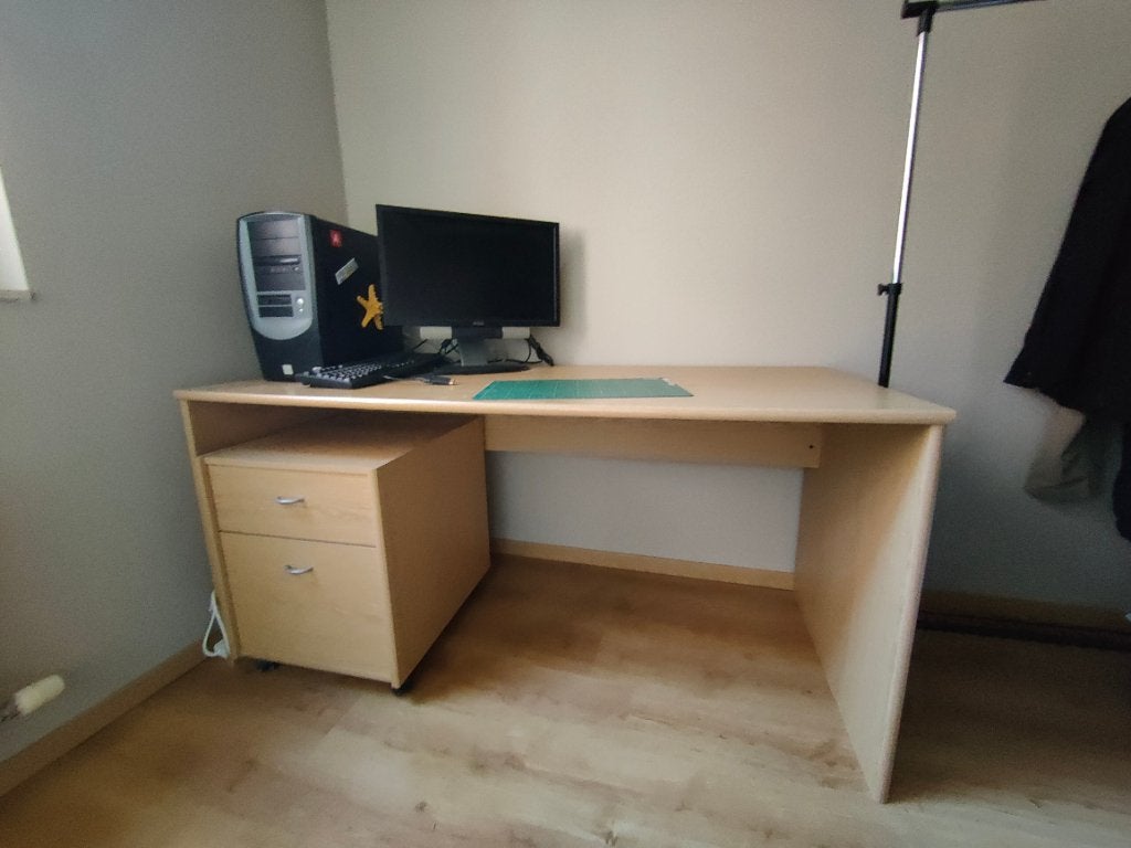 Bureau met ladeblok en kast, Scandinave, Enlèvement, Utilisé, Bureau-armoire combiné
