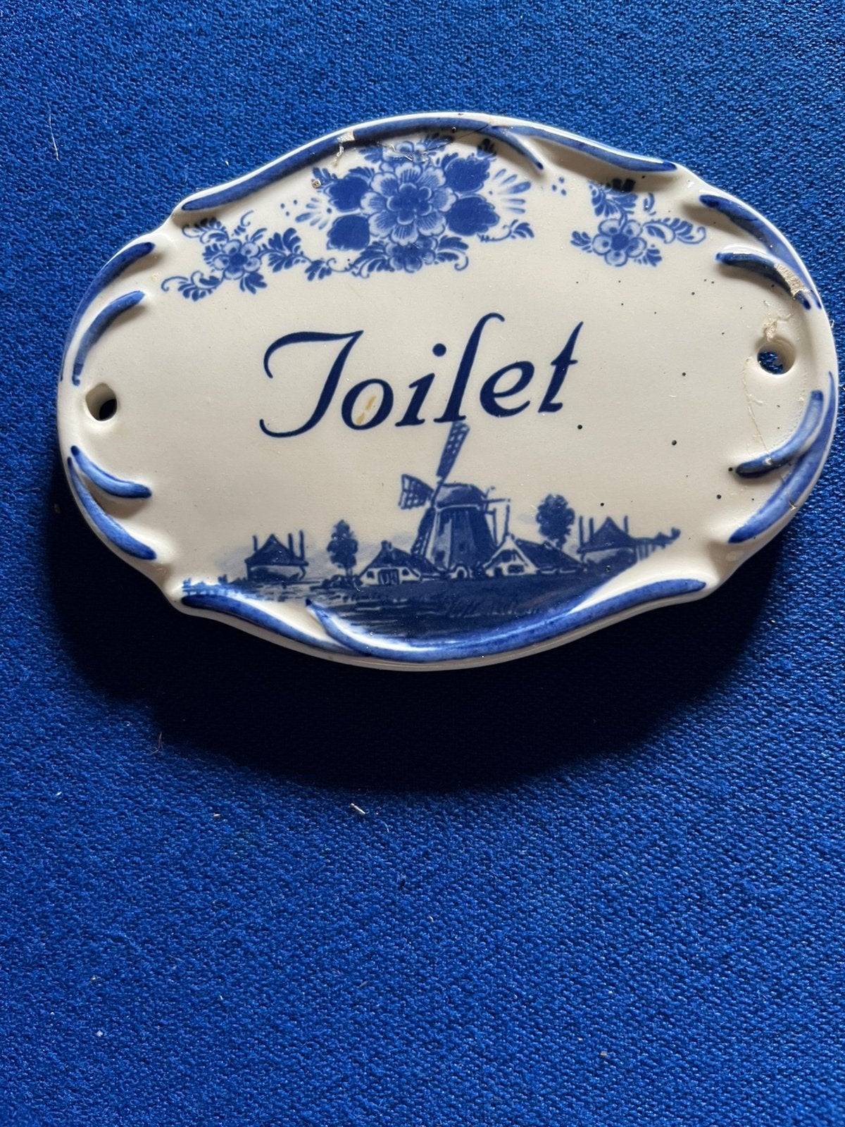 Porseleinen plaatje” Toilet” Delft + 45 jaar oud, Antiek en Kunst, Antiek | Keramiek en Aardewerk, Ophalen of Verzenden