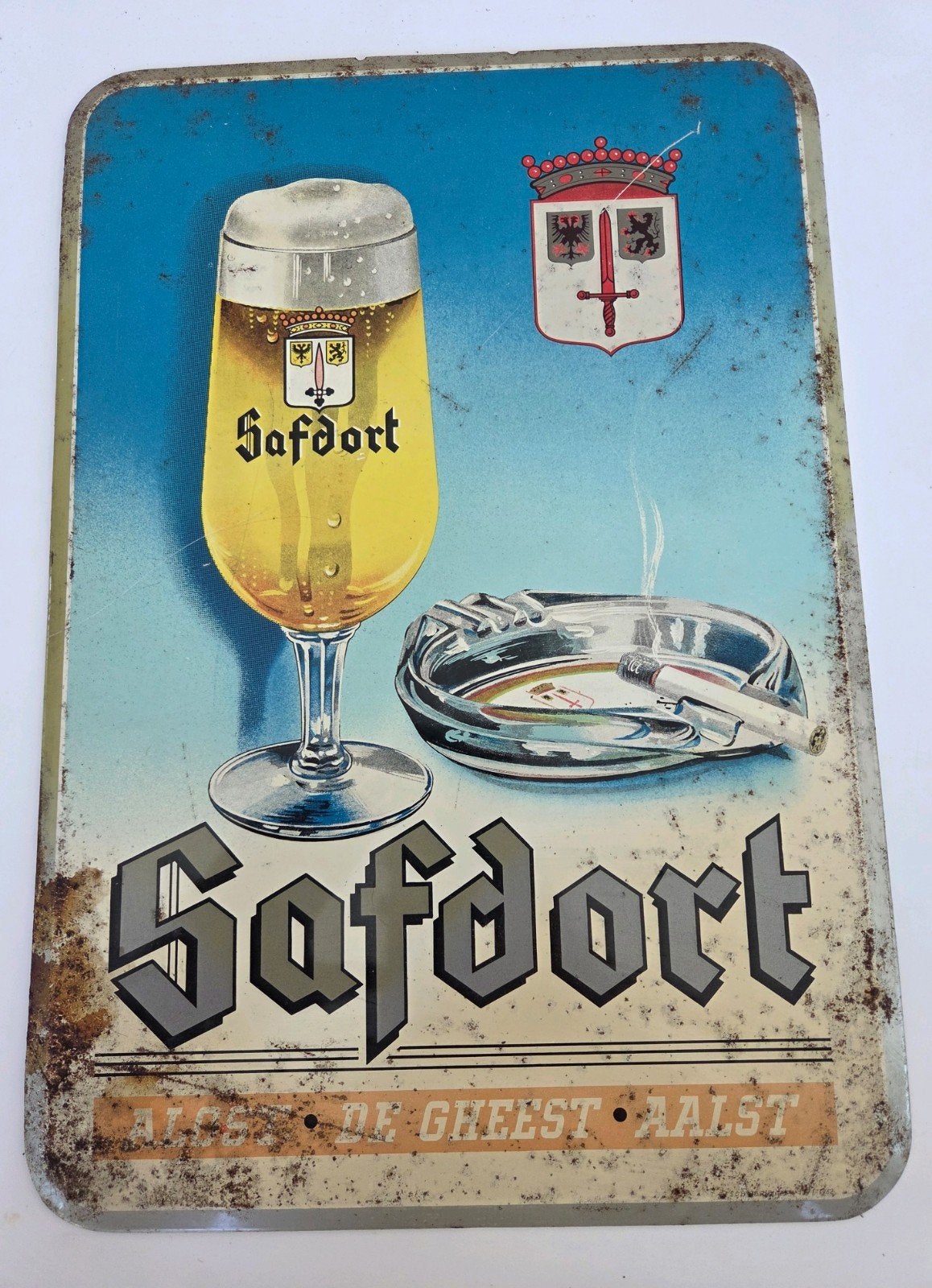 Panneau d'affichage en étain Safdort — Brasserie De Gheest A, Enlèvement, Panneau publicitaire