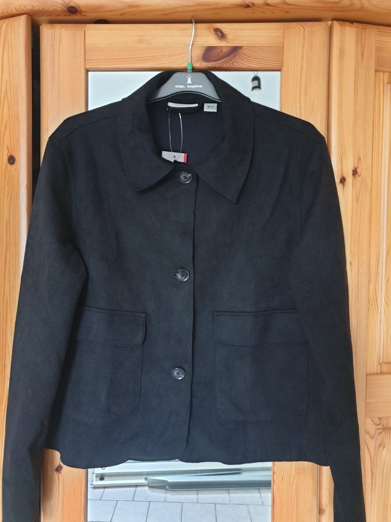 Petite veste noire peau de pêche, Enlèvement ou Envoi, Neuf, Taille 38/40 (M), Noir