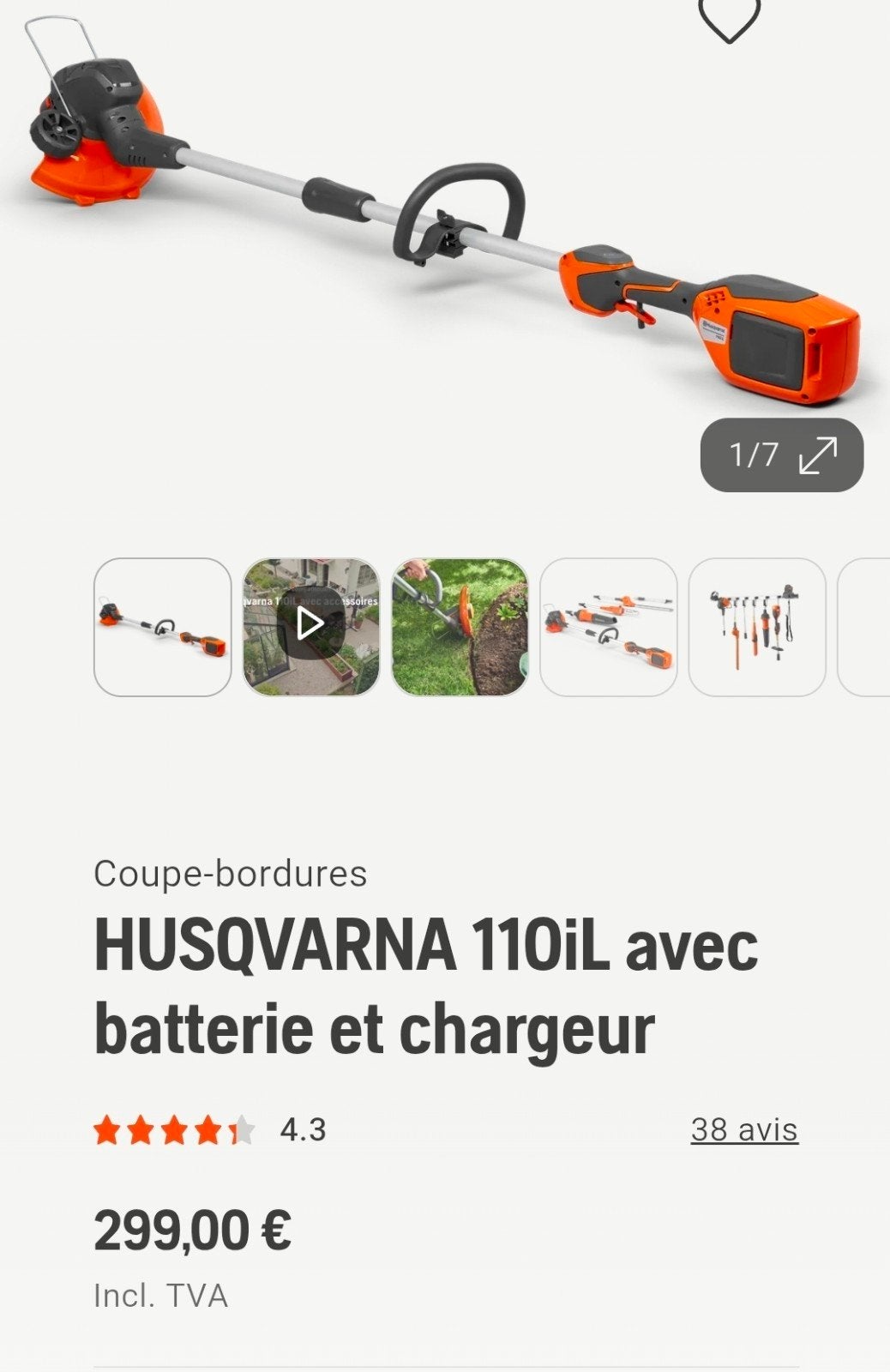 110 il neuf avec batterie et chargeur action de folie, Jardin & Terrasse, Enlèvement, Neuf, Batterie, Husqvarna