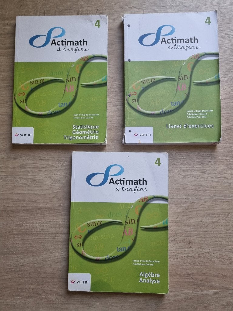 Lot 3 livres Actimath à l'infini 4 (Van In), Livres, Livres scolaires, Enlèvement ou Envoi