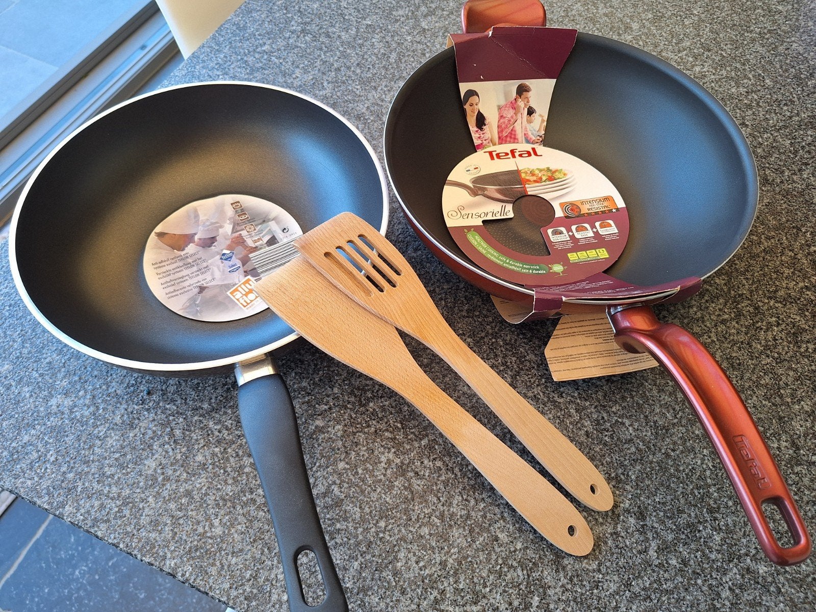 wokpannen set, Huis en Inrichting, Keuken | Potten en Pannen, Ophalen, Zo goed als nieuw, Wok
