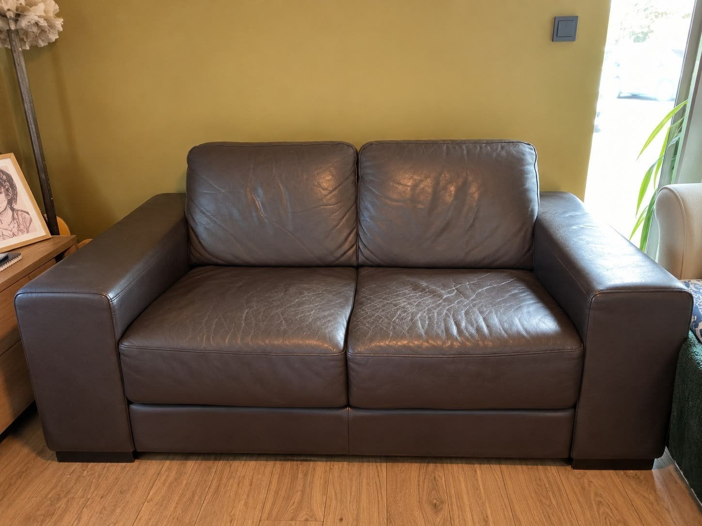 Natuzzi 2-zitsbank – Echt leder – Donkerbruin, Enlèvement