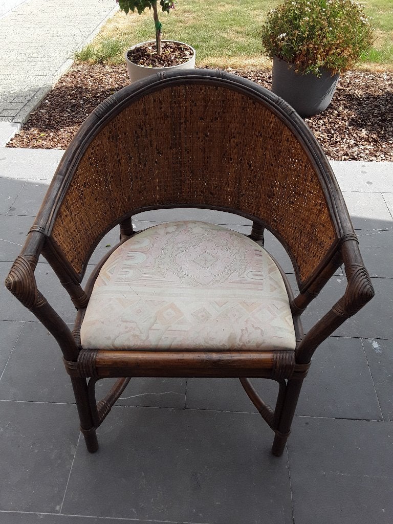 Retro rotan stoel, Huis en Inrichting, Stoelen, Ophalen, Bruin, Zo goed als nieuw, Eén