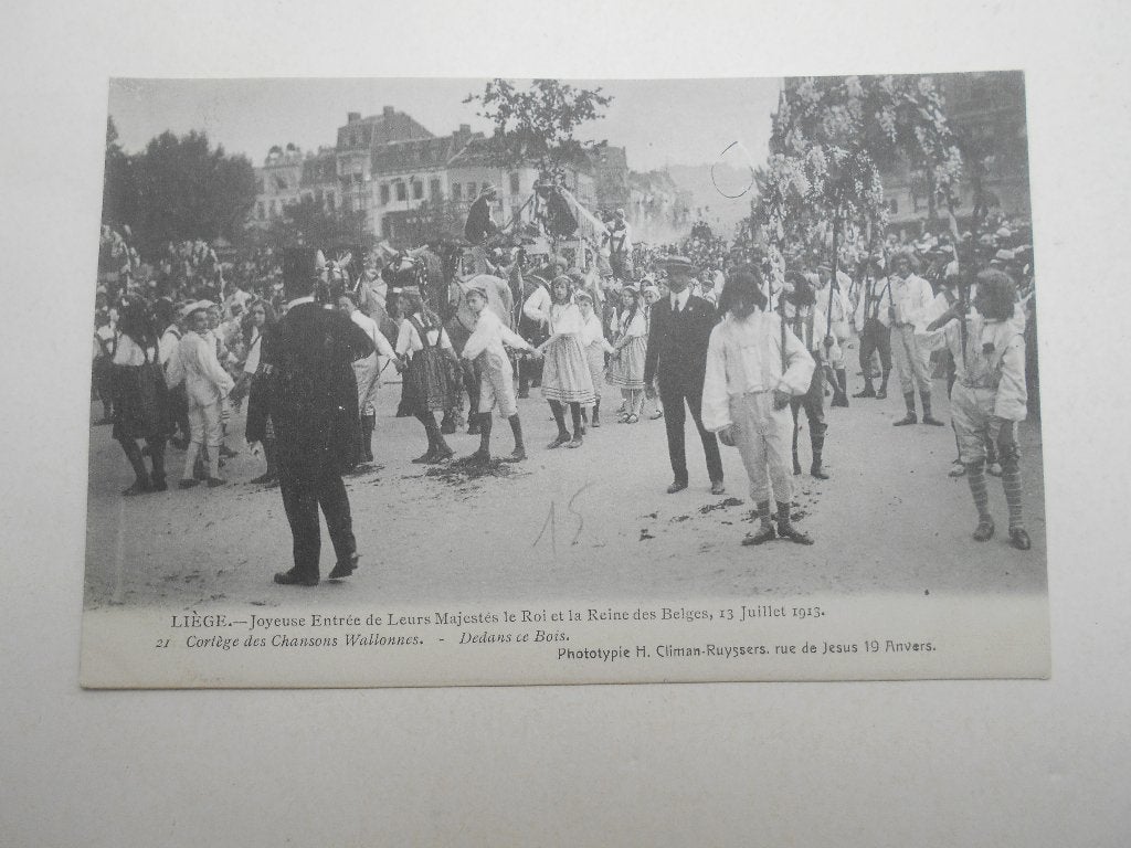 ancienne carte postale 1913 Roi reine  Belges Joyeuse entrée, Ophalen of Verzenden, Voor 1920, Ongelopen, Luik