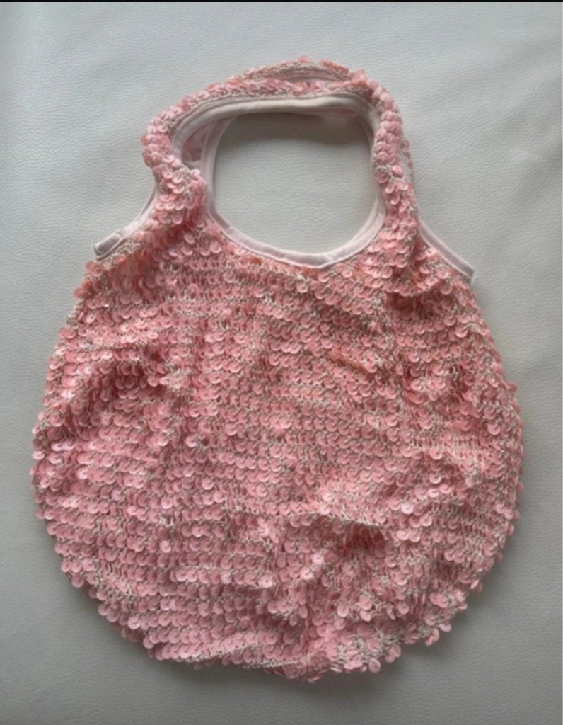 Handtas met pailetten, Ophalen of Verzenden, Zo goed als nieuw, Roze, Schoudertasje