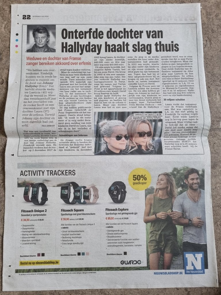 Strijd om erfenis Johnny Hallyday (2020), Verzenden, Knipsel(s)