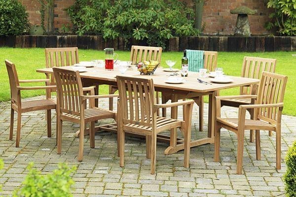 Nieuwe teak tuin set - stoelen & tafel (uitschuifbaar), Ophalen, Teakhout, Nieuw, 8 zitplaatsen