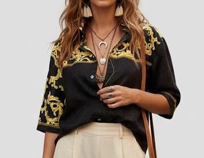 vintage hemd met print, Kleding | Dames, Vintage, Ophalen of Verzenden