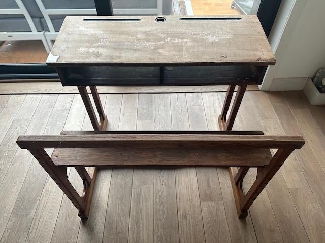 Charmante vintage schoolbank met karakter, Antiek en Kunst, Ophalen