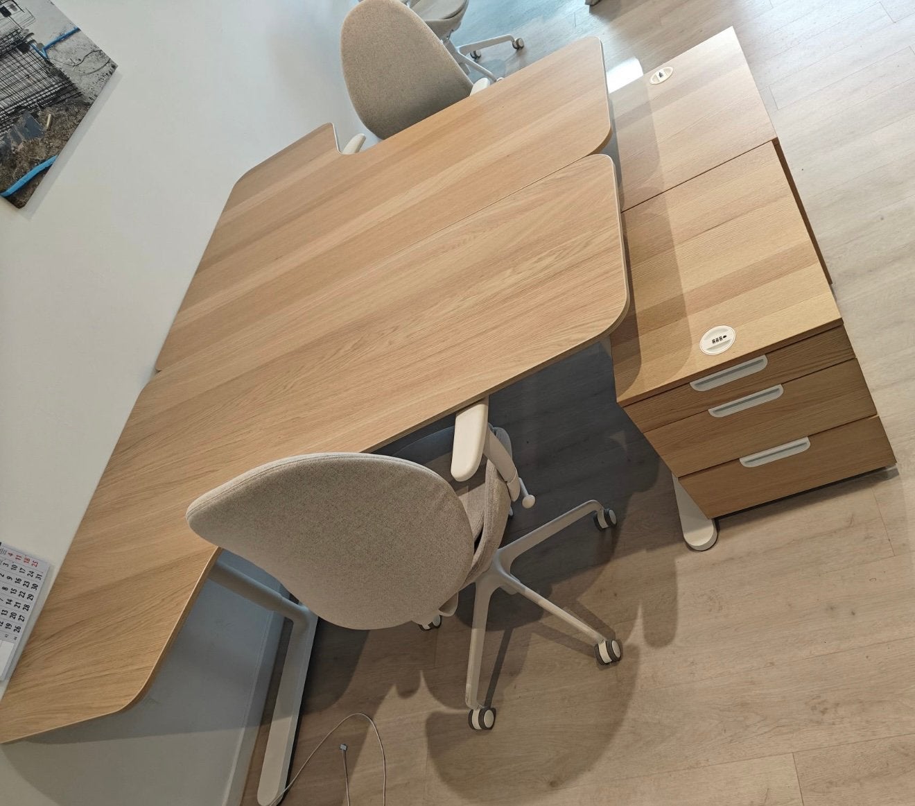 Bureau + ladenkastje op wieltjes en met codeslot en stoel, Maison & Meubles, Bureaux, Enlèvement, Réglable en hauteur, Comme neuf
