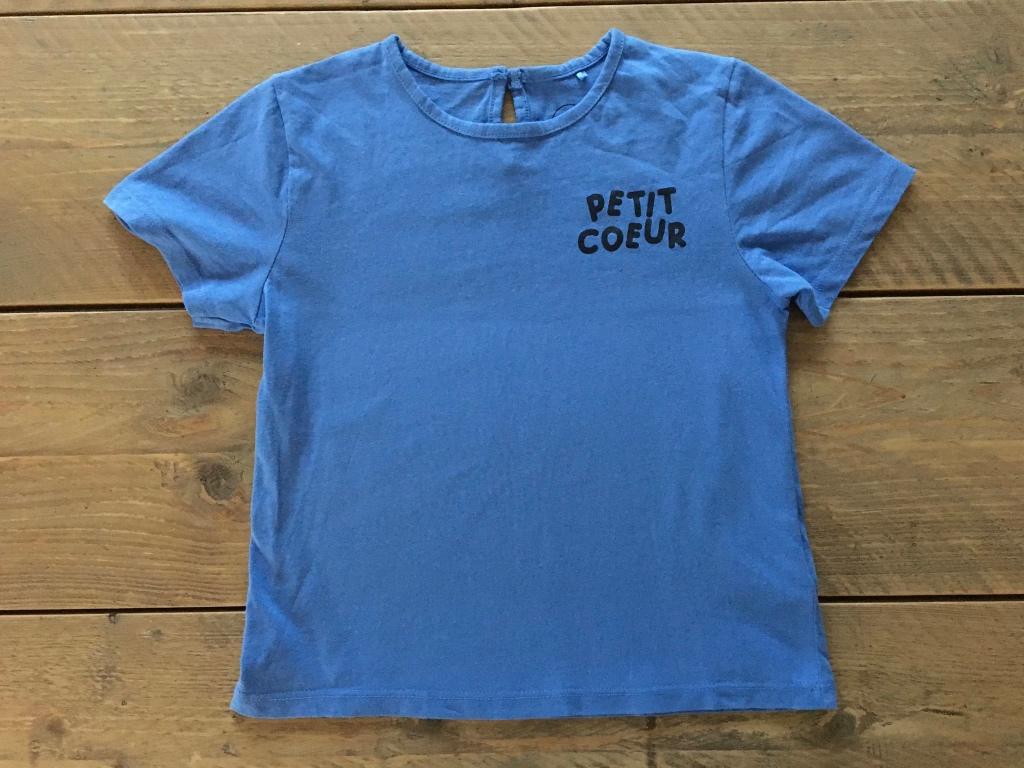 JBC, blauwe t-shirt 116 - 122, Kinderen en Baby's, Kinderkleding | Maat 116, Meisje, Ophalen of Verzenden, Zo goed als nieuw, Shirt of Longsleeve