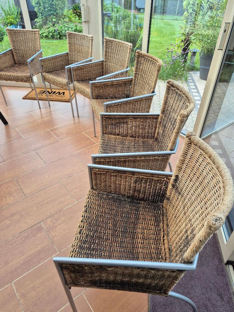 6 sterke stoelen geweven met zeemanskoord, Ophalen, Bruin, Scandinavisch, Zo goed als nieuw