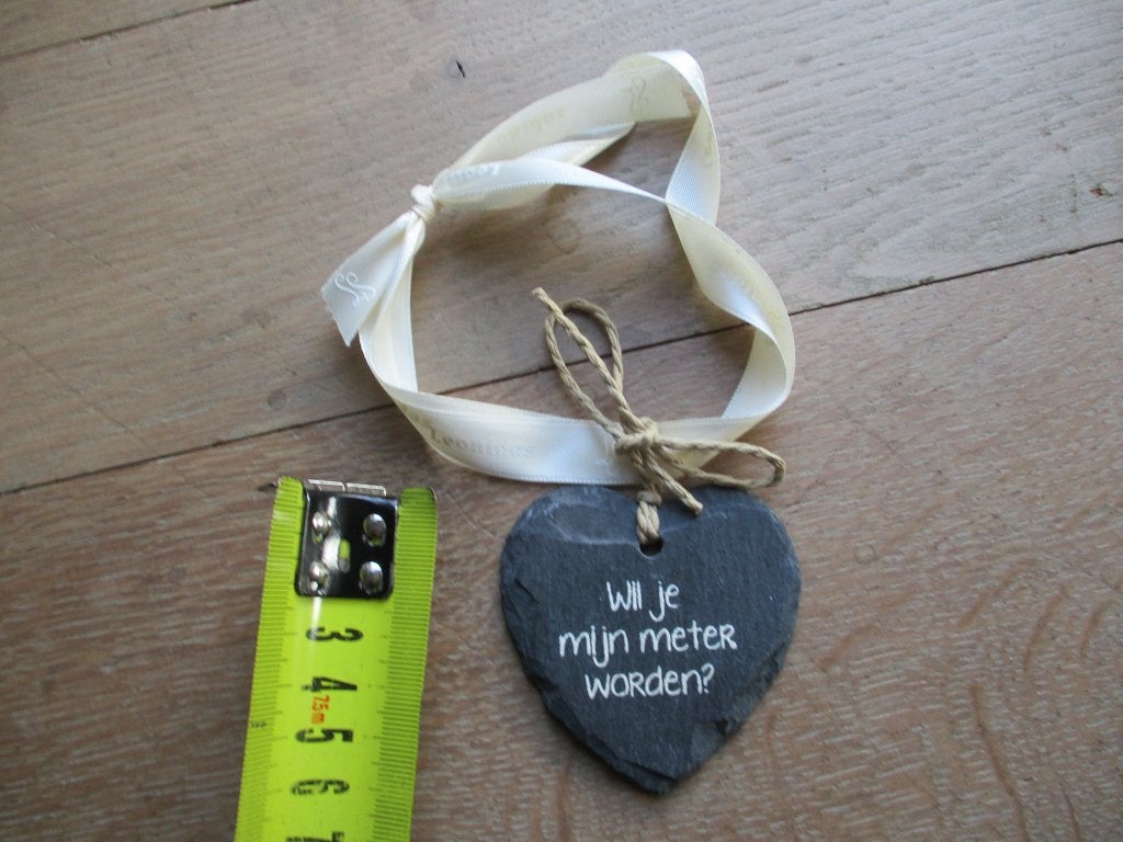Natuurstenen hartje met de tekst Wil je mijn meter worden?, Kinderen en Baby's, Kraamcadeaus en Geboorteborden, Ophalen of Verzenden