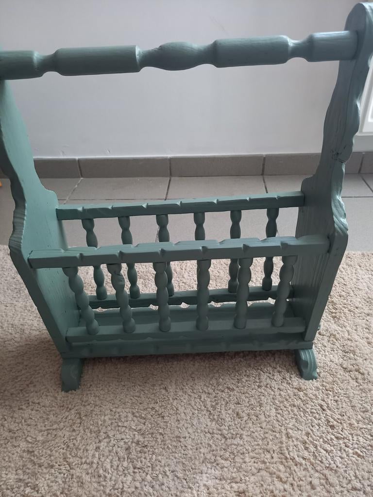 Vintage houten tijdschriftenrek - Saliegroen, Ophalen