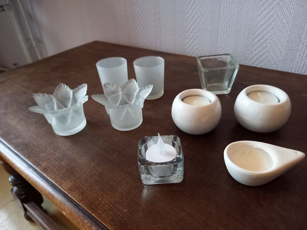 9 glaasjes voor waxinelichtjes, Ophalen of Verzenden, Zo goed als nieuw, Waxinelichthouder