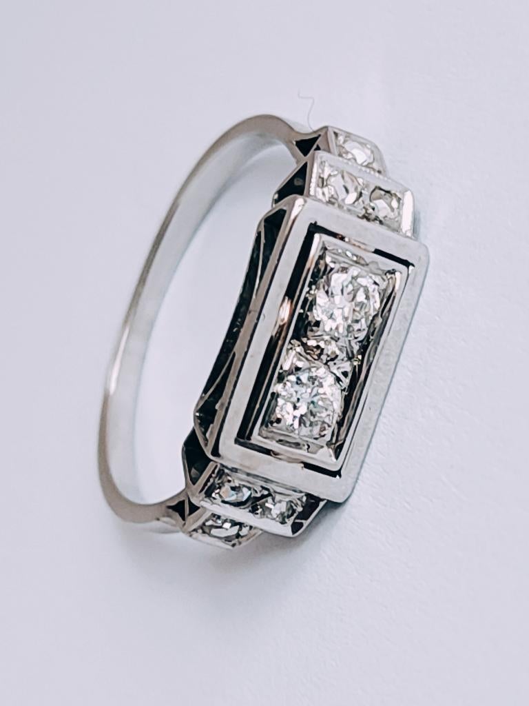 Art deco gouden ring met diamanten, Ophalen of Verzenden, Zo goed als nieuw, 17 tot 18, Dame of Heer