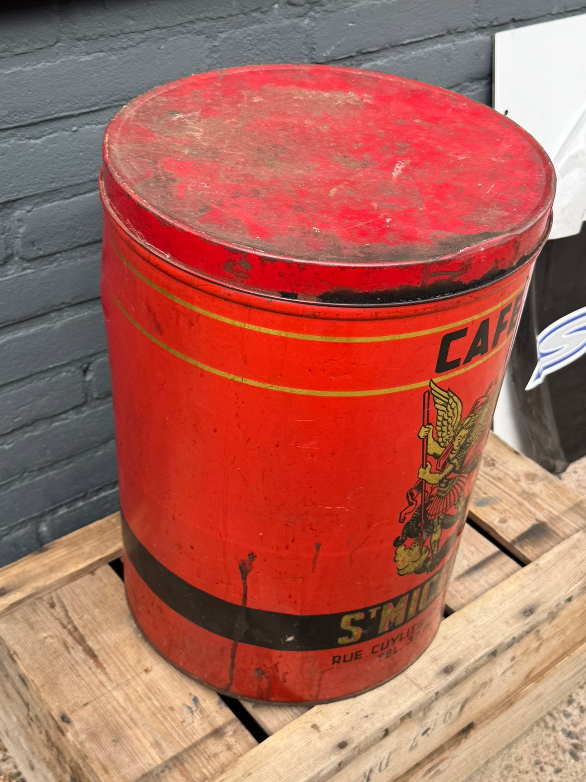 Vintage St. MICHEL groot koffie blik, Verzamelen, Ophalen of Verzenden, Gebruikt, Koffie, Overige merken